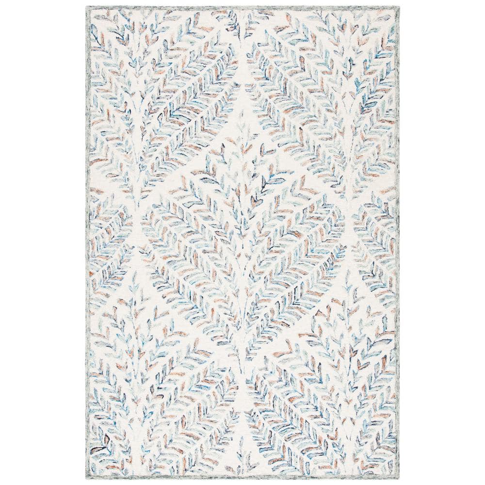 Capri Ivory/Blue Doormat 3 ft. x 5 ft. Geometric Leaf Area Rug price history on PriceWatchPro