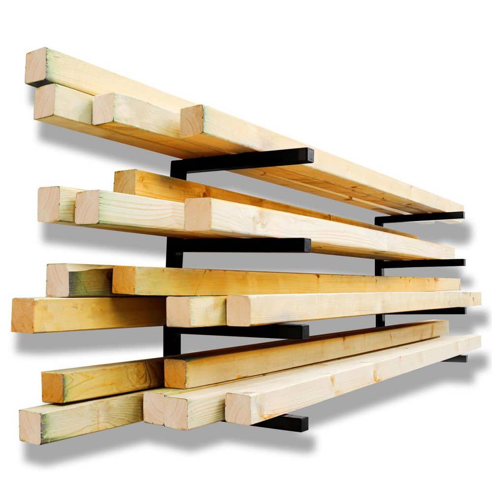 24.5 in. x 15 in. Black Heavy Duty Metal Shelf with 4-Level Holds Up for Wood Organizer and Lumber Storage (2-Pack) price history on PriceWatchPro