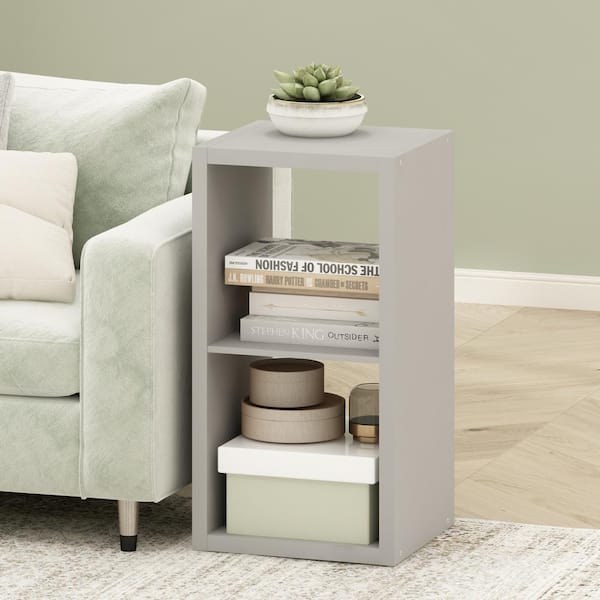 Furinno Cubicle 30 in. Tall Light Gray Wood 2-Shelf Open Back Bookcase