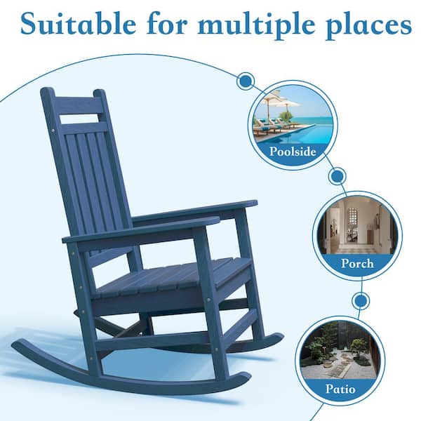 JEAREY HDPE Blue Adirondack Rocking Chair (1-Pack) PERAC-HD-NA