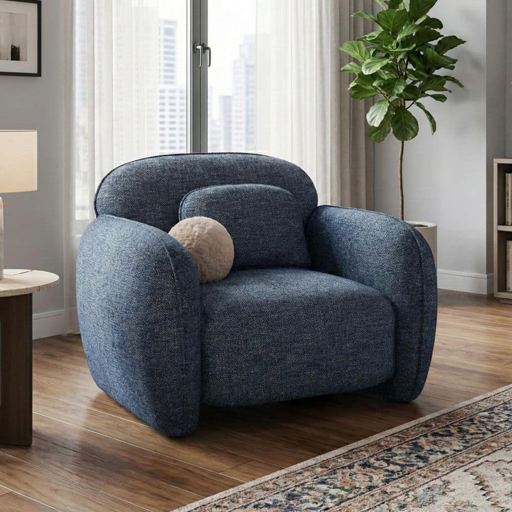 Furniture of America Saylor Modern Denim Blue Chenille Accent Arm Furniture of America Saylor Modern Denim Blue Chenille Accent Arm