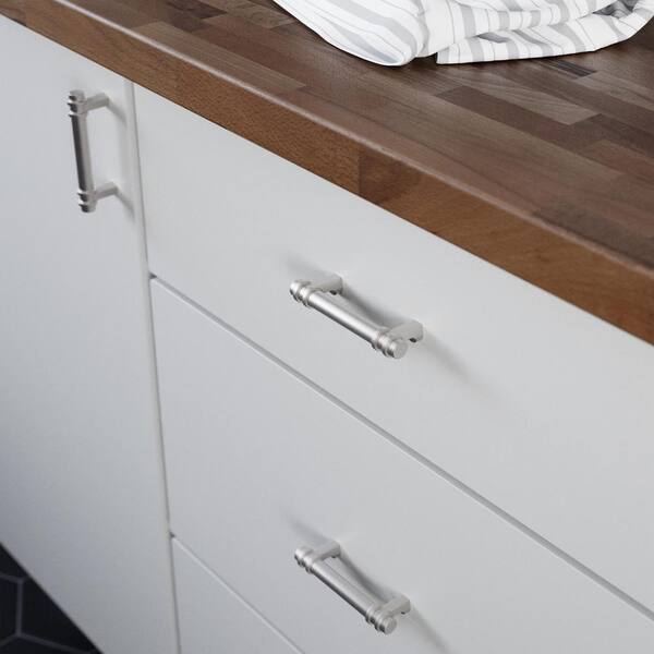Classic Ringed 3 in. (76 mm) Classic Satin Nickel Cabinet Drawer Pull
