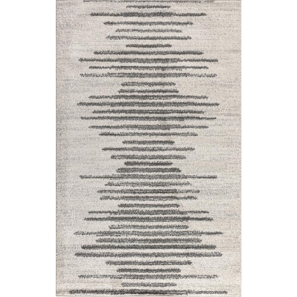Aya Berber Stripe Geometric Cream/Gray 4 ft. x 6 ft. Area Rug