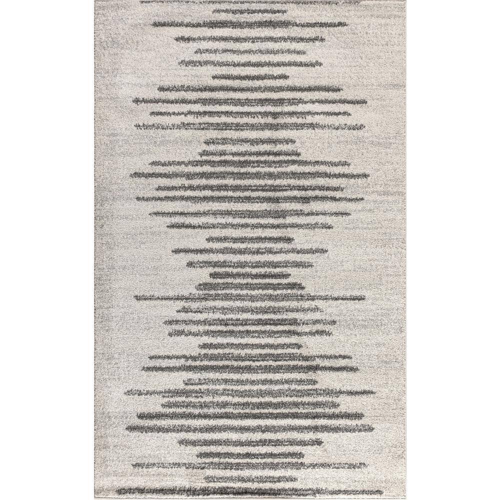 Handmade Reversible Gray Stripe Synthetic Area Rug