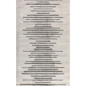 Aya Berber Stripe Geometric Cream/Gray 8 ft. x 10 ft. Area Rug