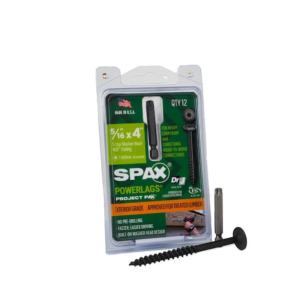 SPAX 5/16 in. x 4 in. Exterior Washer Head Structural Wood Lag Screws Powerlags Torx T-Star (12 Each) Bit Included