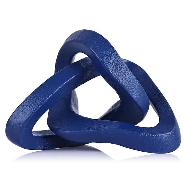Modern Blue 3.23 in. x 6.26 in. Resin Infinity Knot Sculpture