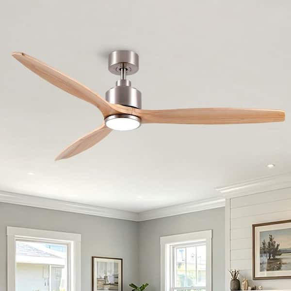 Stylish 60 in. Indoor Brushed Nickel Standard Downrod Mount Ceiling Fan with Integrated LED, Remote and Reversible Motor