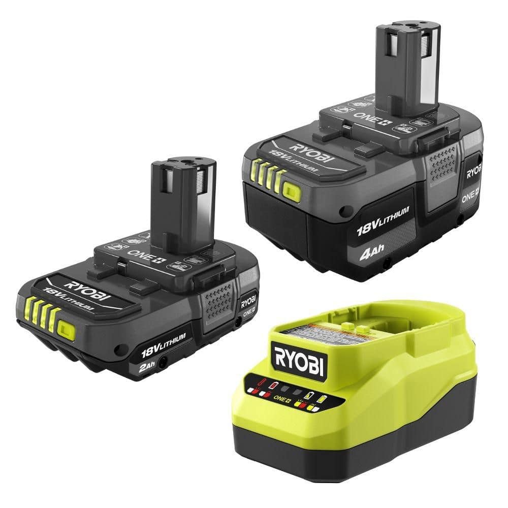 RYOBI ONE+ 18V Lithium-Ion Starter Kit with 2.0 Ah Battery, 4.0 Ah Battery, and Charger PSK106SB