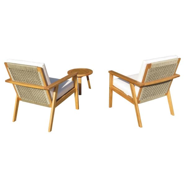 Lautan Anglesea Natural 3-Piece Wooden Patio Conversation Set with