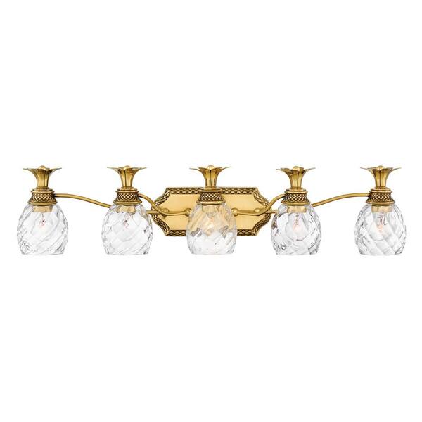 Plantation 37 in. 5 Light Burnished Brass Vanity Light