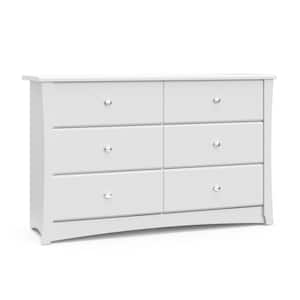 6-Drawer Crescent White Dresser