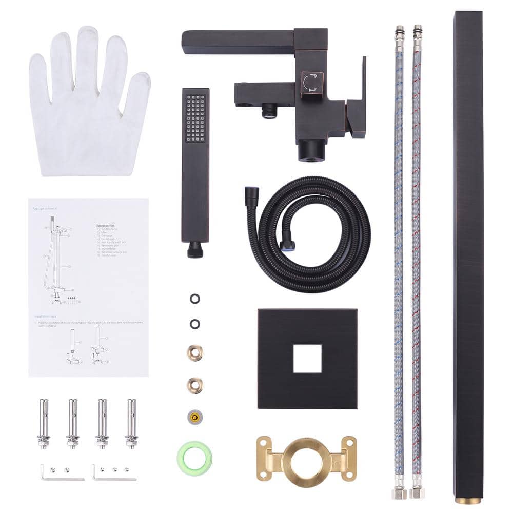 Oil Rubbed Bronze Freestanding Tub Faucet with Hand Shower