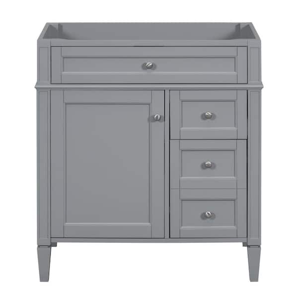 FUNKOL 29.3 in. W x 17.87 in. D x 33 in. H Freestanding Bath Vanity Cabinet without Top in Grey