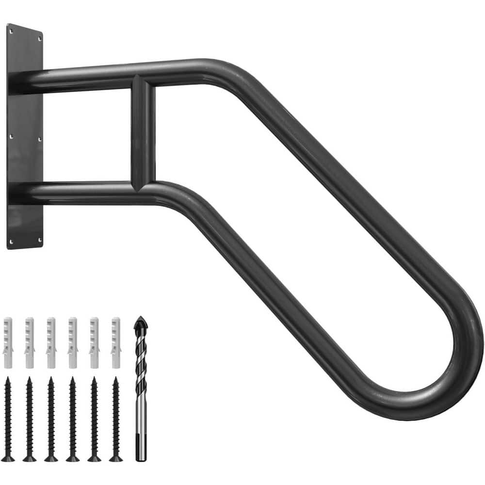 22.8 in. Stainless Steel U-Shaped Handrails for Outdoor Steps Wall Mount Black Matte Finish for 1-3 Steps price history on PriceWatchPro