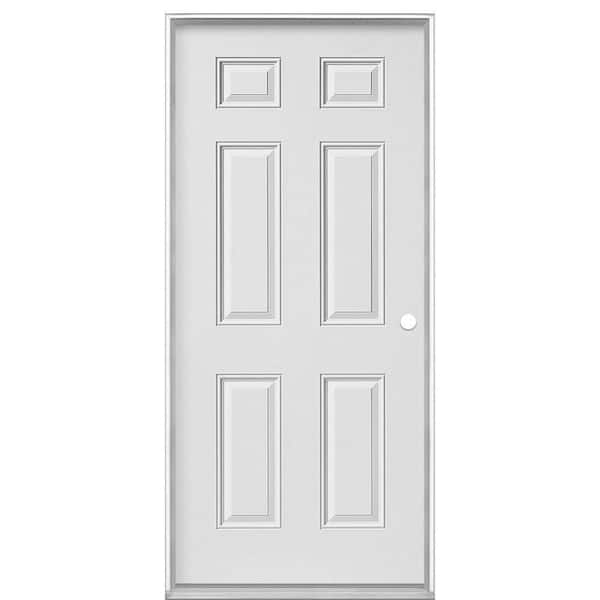 Masonite 36 in. x 80 in. Utility 6-Panel Primed Steel Prehung Front Door with No Brickmold