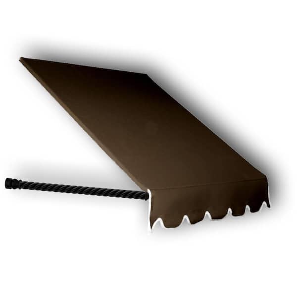 AWNTECH 8.38 ft. Wide Santa Fe Twisted Rope Arm Window/Entry Fixed Awning (44 in. H x 24 in. D) Brown