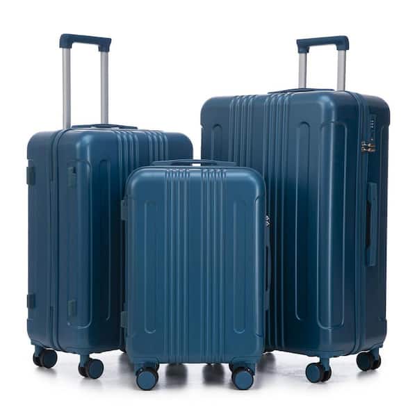 LIVACA 3-Piece Dark Blue Polyester Softside Expandable Spinner