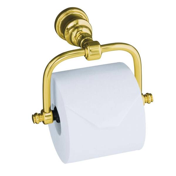 KOHLER IV Georges Horizontal Wall-Mount Single Post Toilet Paper Holder in Vibrant Polished Brass