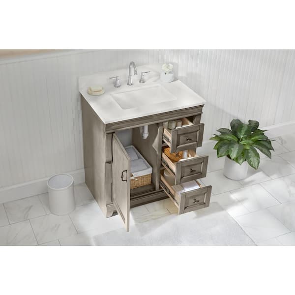 Home Decorators Collection Naples 30 in. W x 21.63 in. D x 34 in. H Bath  Vanity Cabinet without Top in Distressed Grey NADGA3021DL - The Home Depot