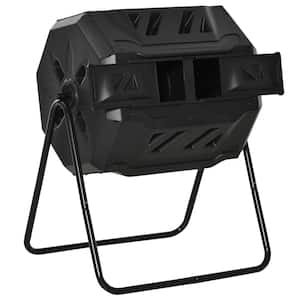 5.65 cu. ft. Carousel Composter Rotating 360° Dual Chamber Black Compost Bin