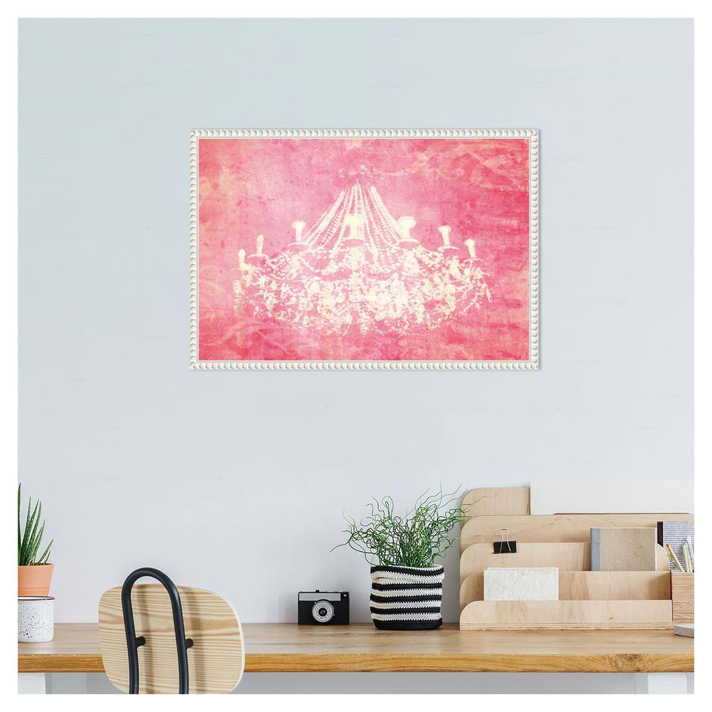 Pink Chandelier Abstract Canvas Print with White Frame