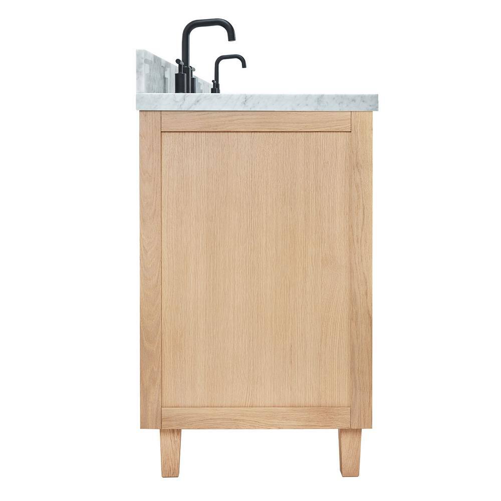 Monroe 67" Light Oak Double Vanity with Carrara Marble Top