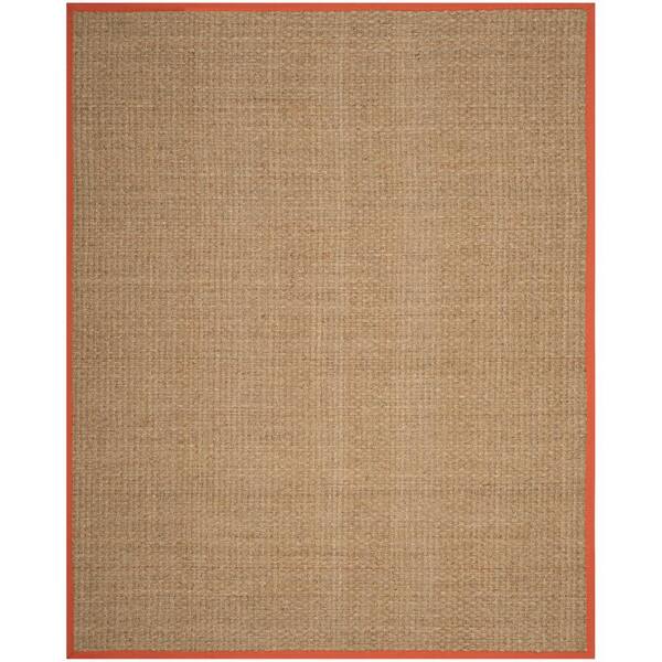 SAFAVIEH Natural Fiber Natural/Rust 9 ft. x 12 ft. Border Woven Area ...