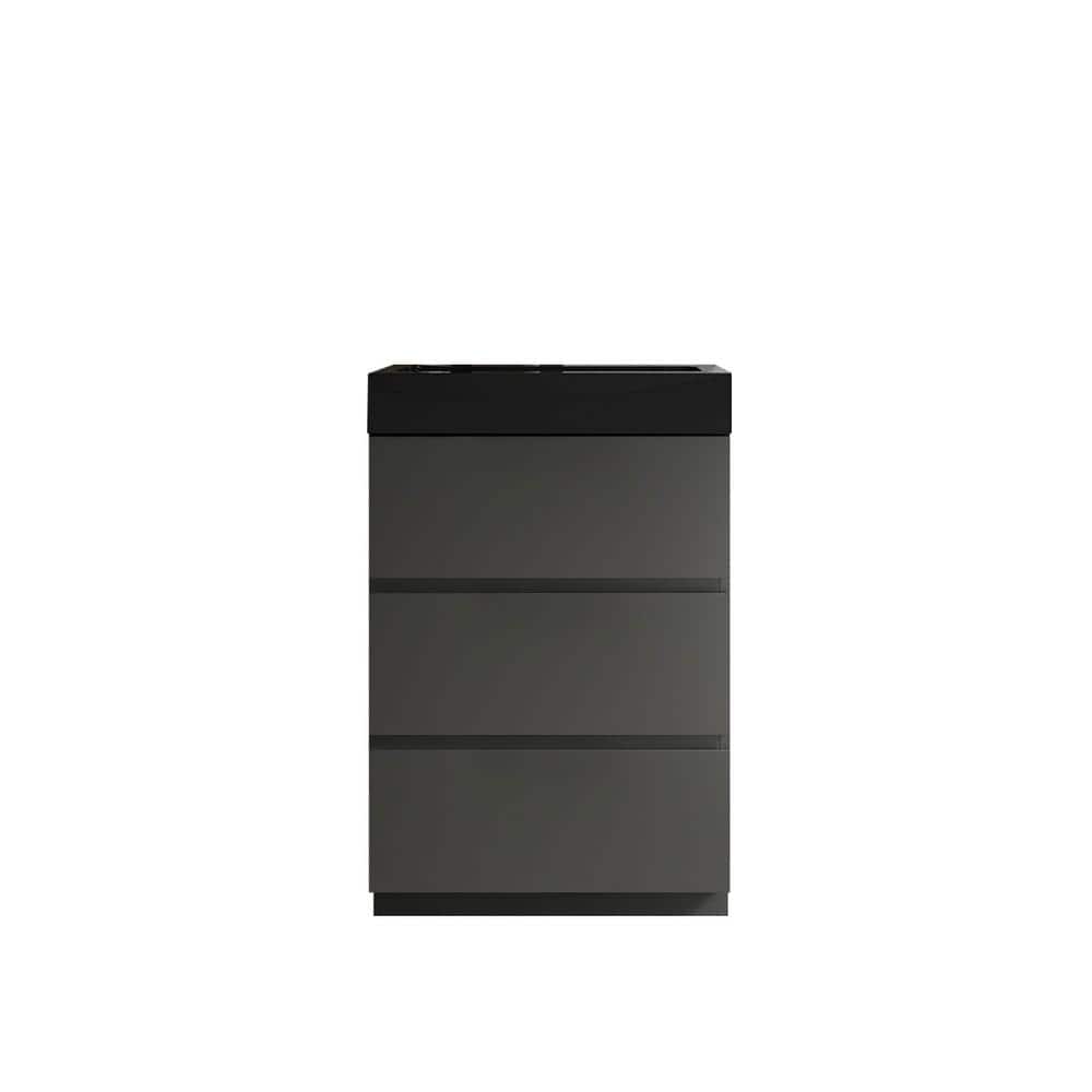 24 in. W x 18.1 in. D x 37 in. H Single Sink Freestanding Bath Vanity in Gray with Black Engineered Stone Top price history on PriceWatchPro