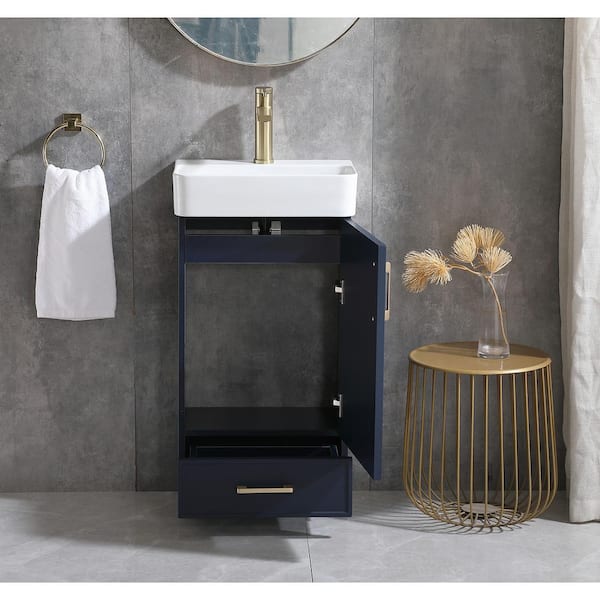 Comllen 18 in. W x 10 in. D x 30 in. H Modern Blue Bathroom
