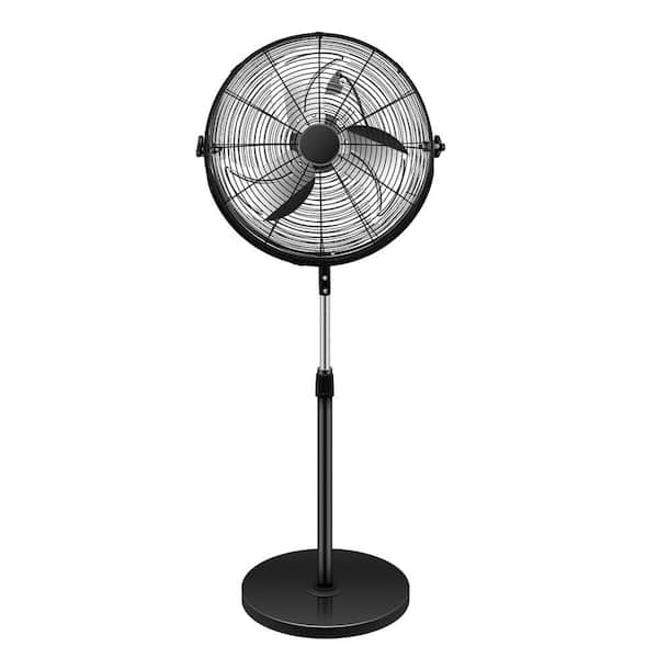 Edendirect 18 Inch Pedestal Standing Fan, High Velocity, Heavy Duty Metal For Industrial, Commercial, Residential, Black