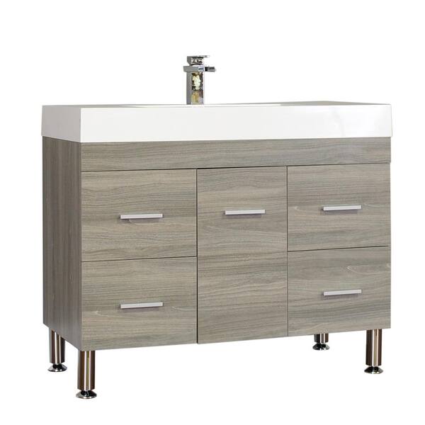 Unbranded The Modern 39.25 in. W x 18.75 in. D Bath Vanity in Gray with Acrylic Vanity Top in White with White Basin