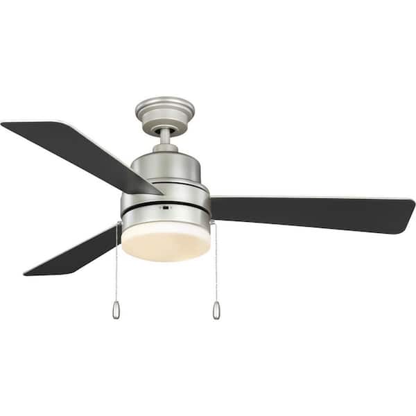 Progress Lighting Trevina V 52 in. Indoor Painted Nickel Modern Ceiling Fan with 3000K Light Bulbs Included with Remote for Living Room