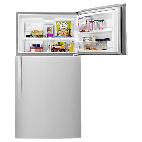 Whirlpool 21 3 Cu Ft Top Freezer Refrigerator In Monochromatic Stainless Steel Wrt511szdm The Home Depot