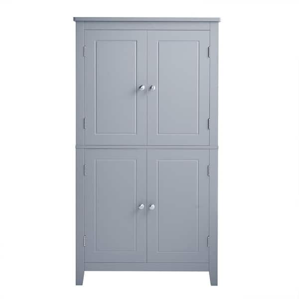 23.6 in. W x 11.8 in. D x 43.3 in. H Gray MDF Freestanding Linen Cabinet with Adjustable Shelf