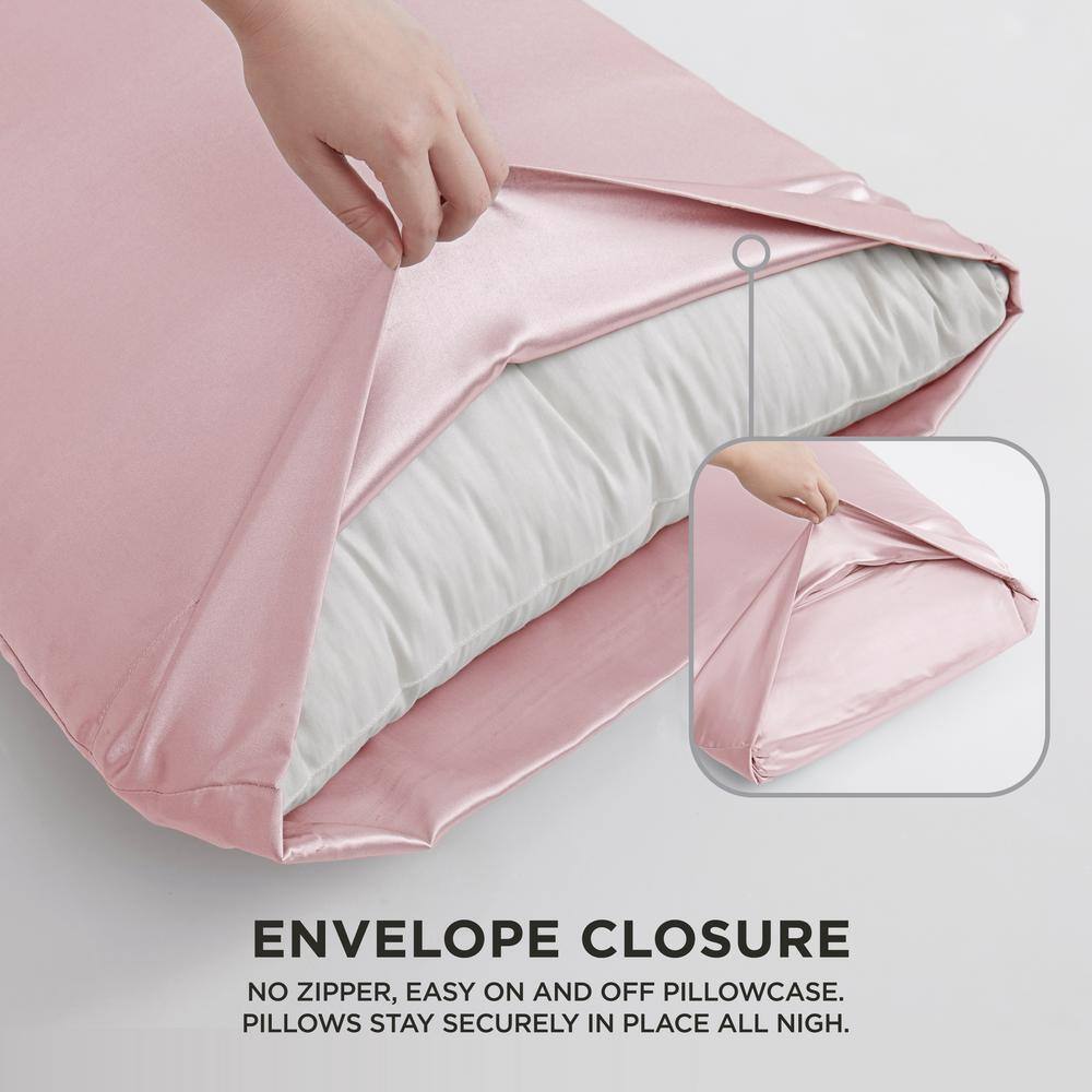 Heavenly Pink Queen Satin Bamboo Deep Pocket Sheet Set