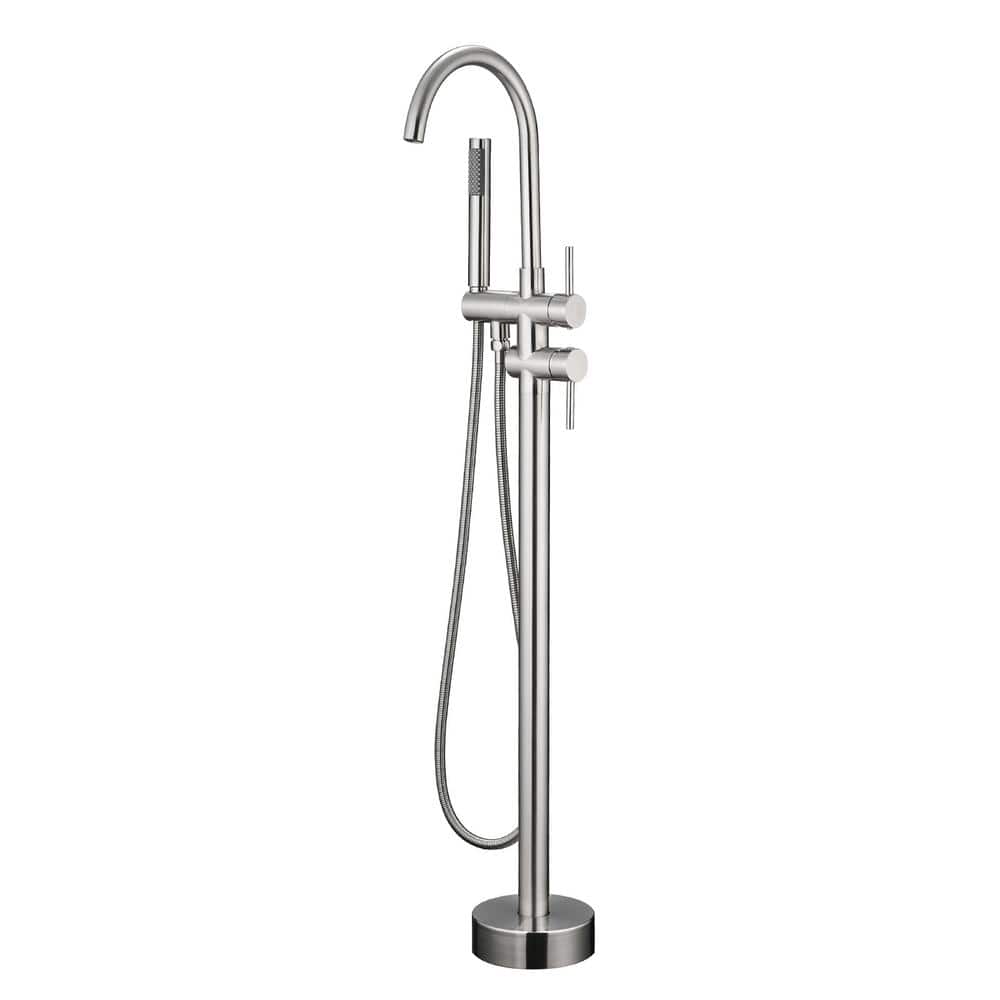 1-Handle Freestanding Floor Mount Claw Foot Tub Faucet with Hand Shower in 