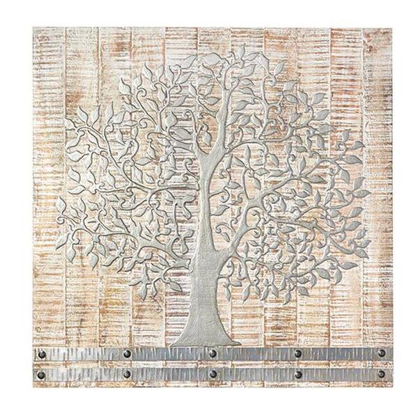 Unbranded 36 in. H x 36 in. W "Silver Arbor Tree of Life" Wall Art