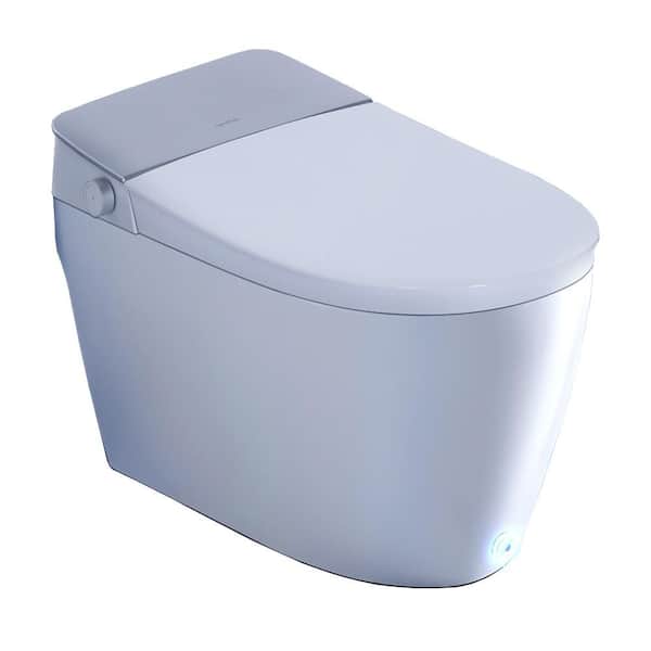 1.28GPF White Elongated Smart Toilet Bidet with Auto Open/Close, Auto Flush, Heated Seat, Warm Air Dryer and Foot Sensor