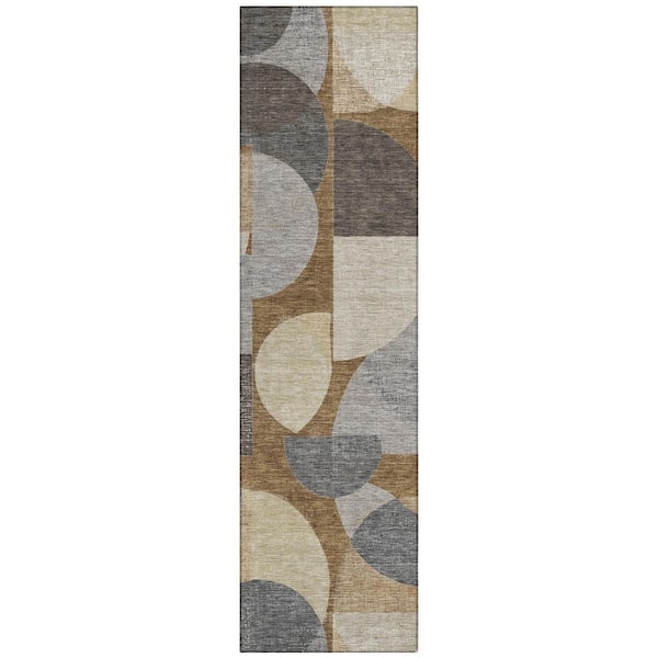 Chantille Machine Washable Indoor/Outdoor Abstract ACN3059 Chocolate 2 ft. x 7 ft. Runner Rug