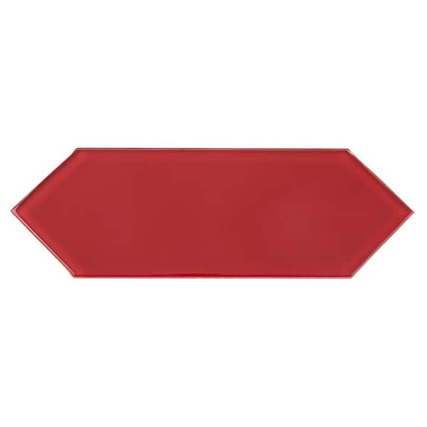 Giorbello (Sample) Ruby Red 3-in x 9-in Glossy Glass Subway Wall Tile