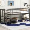 Harper & Bright Designs Black Twin Size Metal Low Loft Bed with Stairs WMSL061AAB