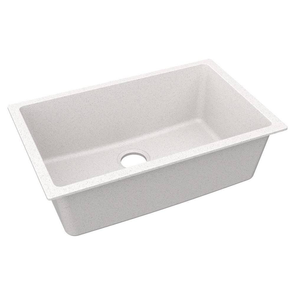 Elkay Quartz Classic 30 in. Undermount Single Bowl White Granite/Quartz Composite Kitchen Sink Only