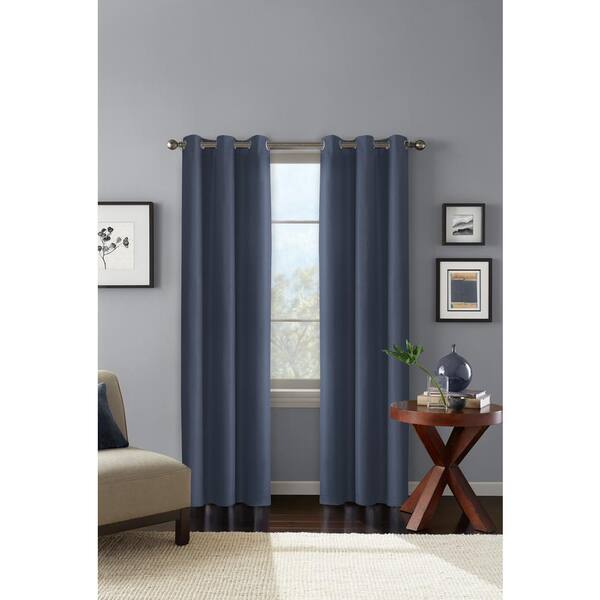 Colordrift Blue Solid Polyester 42 In W X 84 L Grommet Blackout Curtain Panel Cdcarsn 400 443 The Home Depot L Grommet Blackout Curtain Panel, Blue Grommet Curtains