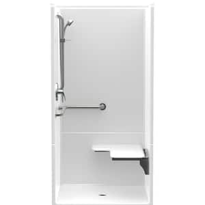 Accessible AcrylX 36 in. x 36 in. x 75 in. 2-Piece Shower Stall with Right Seat & Center Drain in White