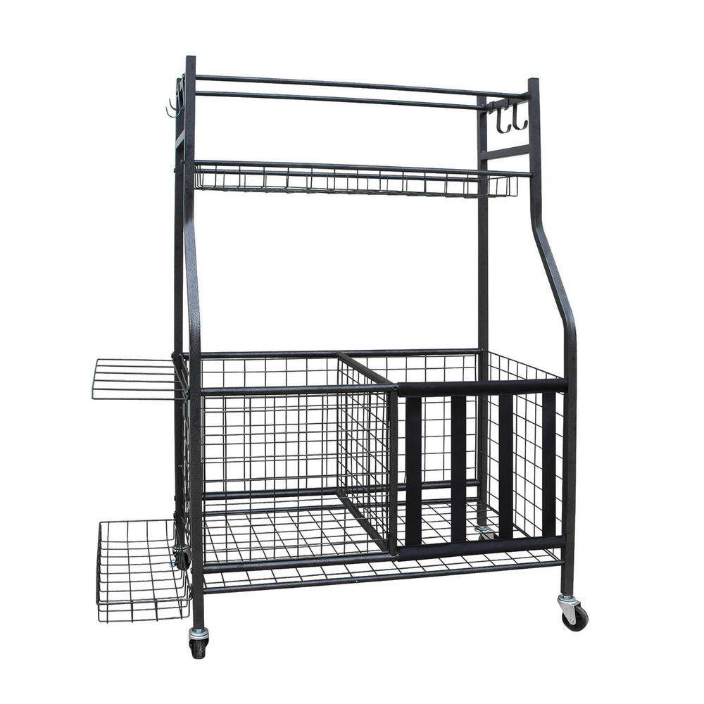 Turf Storage Rack Garage Sports Equipment Organizer with Wheels-Heavy-Duty Ball Storage ...