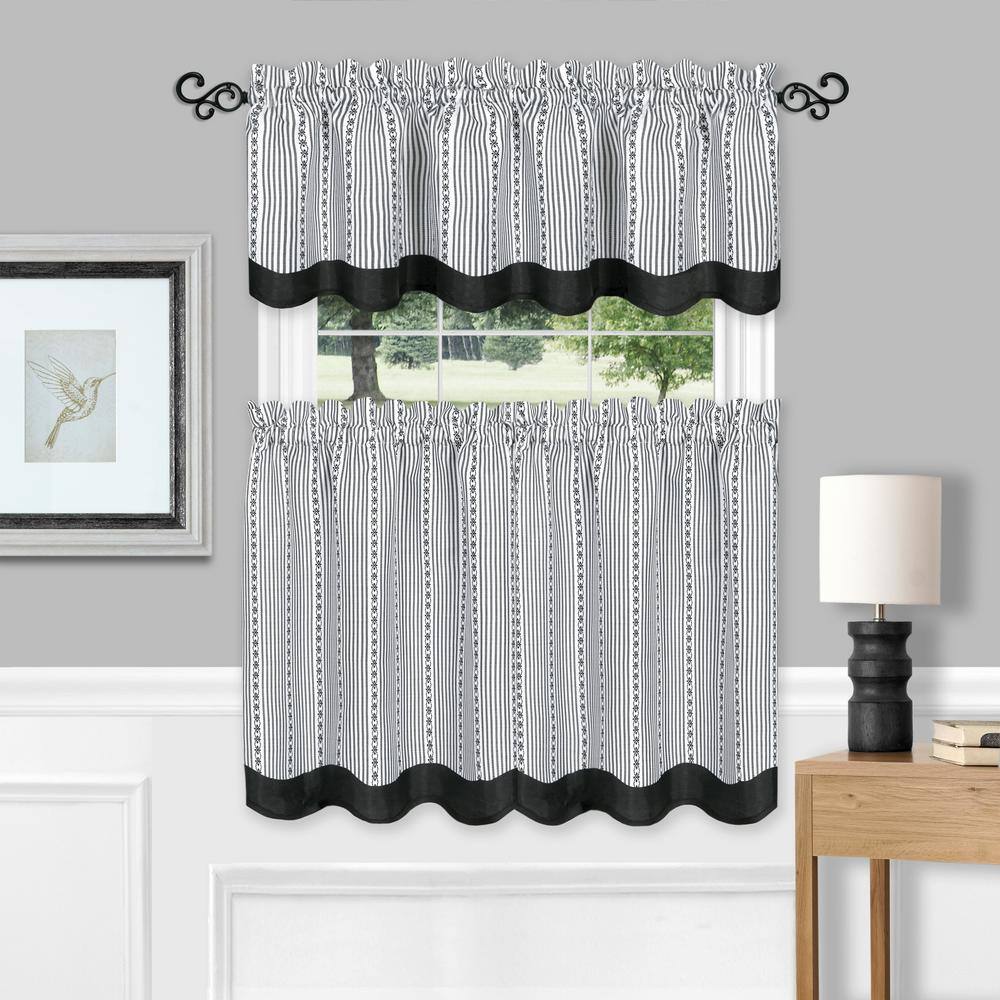 Black Scroll Decorative Curtain Rod with Finial, 48"-86"
