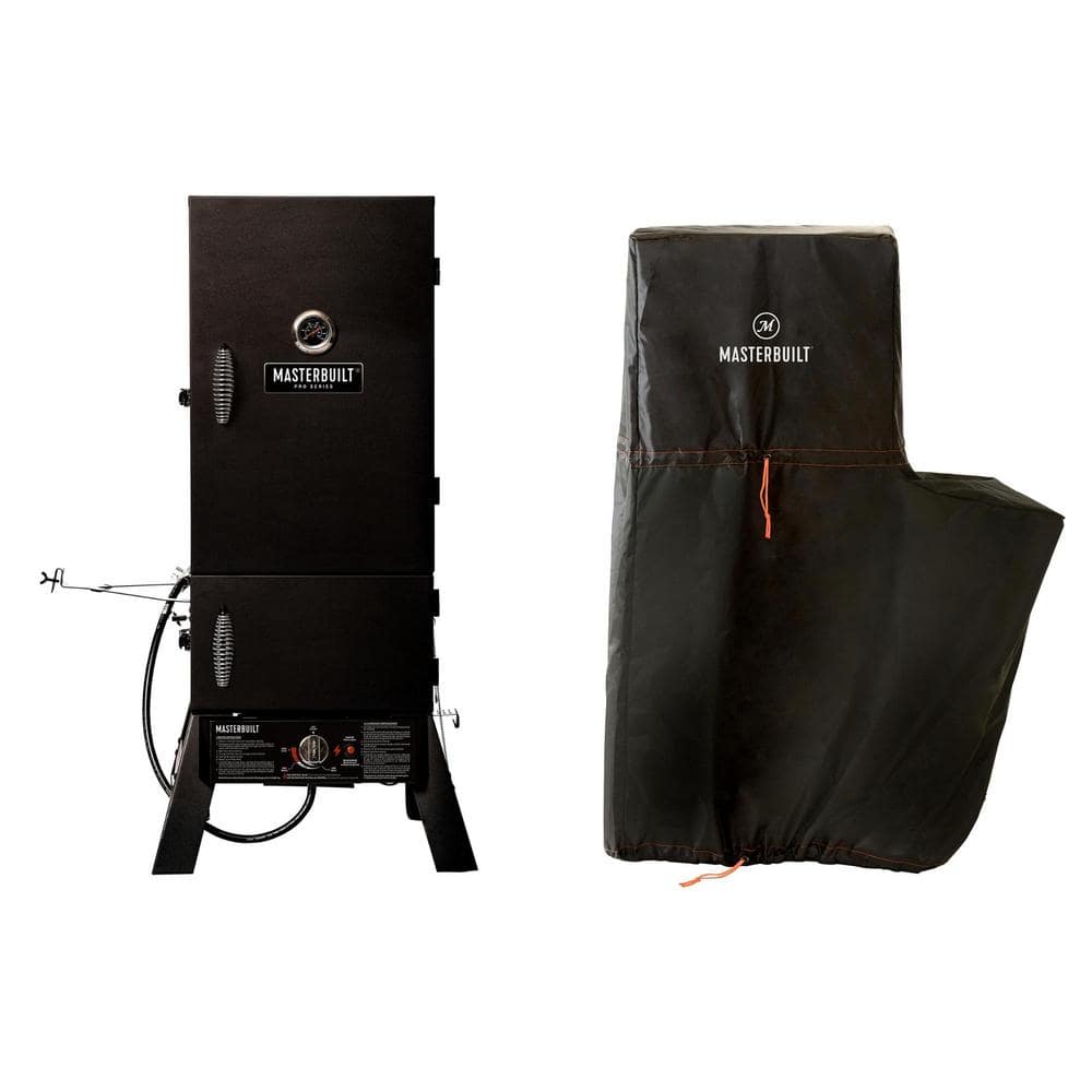 Pro Series Dual Fuel Propane and Charcoal Smoker in Black Plus Cover Bundle