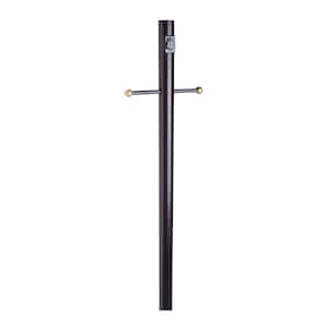 80'' Black Outdoor Lamp Post with Cross Arm and Outlet for 3'' Post Top Light Fixtures