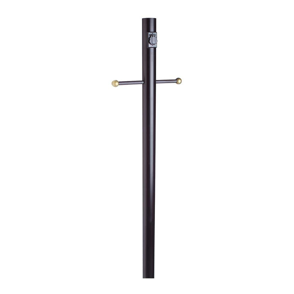 Design House 80" Black Outdoor Lamp Post with Cross Arm and Outlet for 3" Post Top Light Fixtures